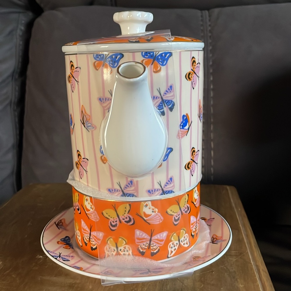 🦋Graces Teaware Butterflies Fine Porcelain Tea For One 24oz Pot/Mug/Saucer (G7) - Picture 6 of 10